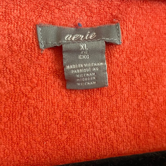 Aerie French Terry Cloth Coral 3/4 Zip Up Sweater with Side Slits - Size XL - Picture 7 of 7